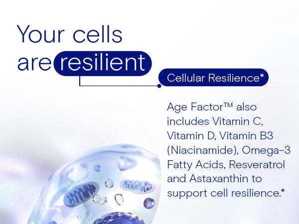 Age Factor contains ingredients to support cell resilience.